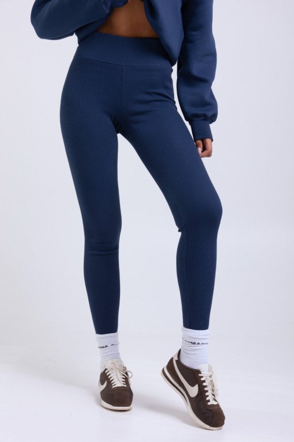 Legginsy push-up w prążek - granatowy 1