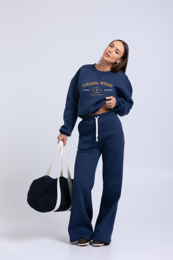 Bluza damska boxy haft CALIFORNIA - granatowy 6