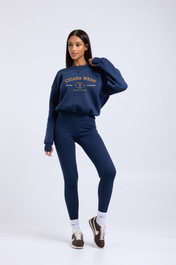 Bluza damska boxy haft CALIFORNIA - granatowy 3