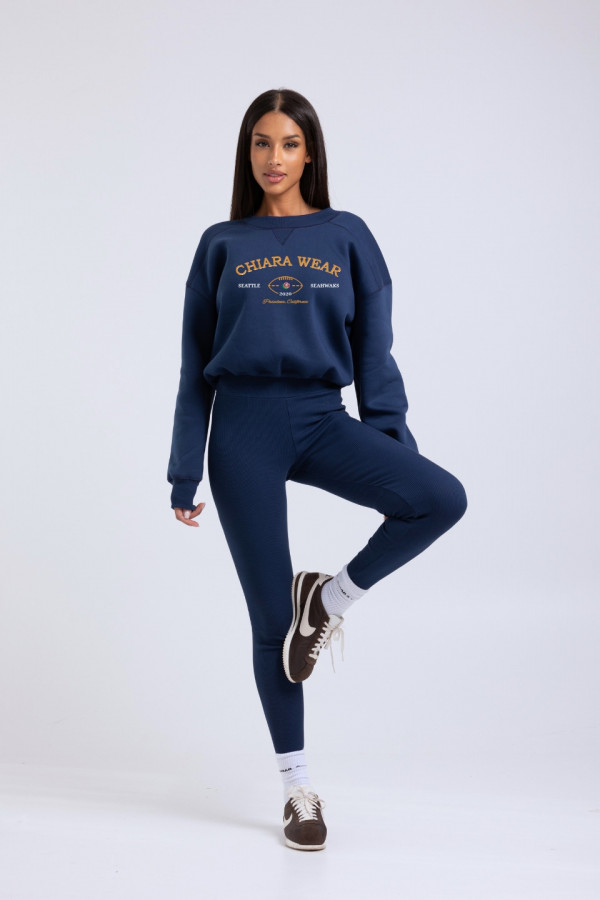 Bluza damska boxy haft CALIFORNIA - granatowy 5